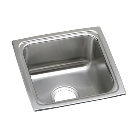 Elkay Sink, Stainless Steel, 15 in W x 15 in L x 5.5 in H LFRAD151555